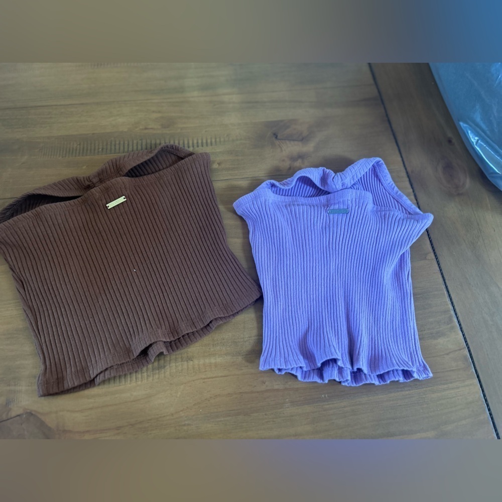 NWT Billabong Lennox Brown and Purple Ribbed Tube Tops - Picture 5 of 15
